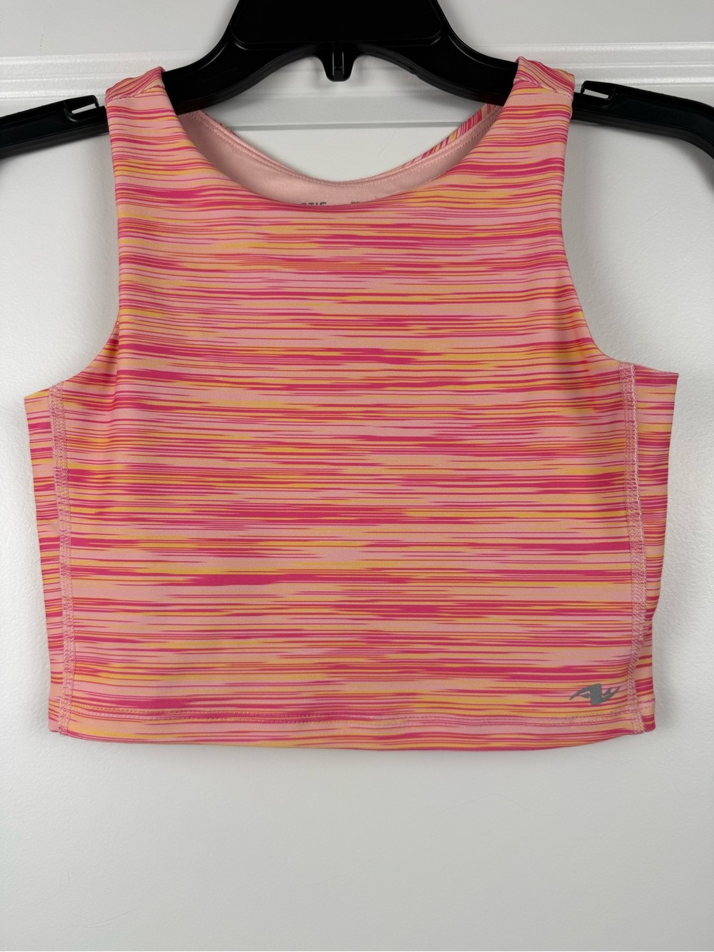 Athletic Works Pink & Yellow Striped Active Crop Tank
